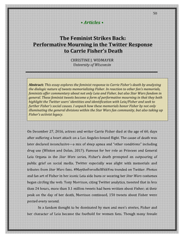 The Feminist Strikes Back: Performative Mourning in the Twitter Response to Carrie Fisher's Death