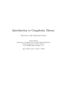 Introduction to Complexity Theory