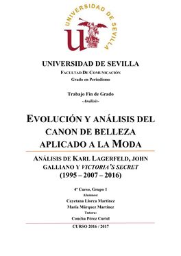 Evolución Y Análisis Del Canon De Belleza Aplicado A