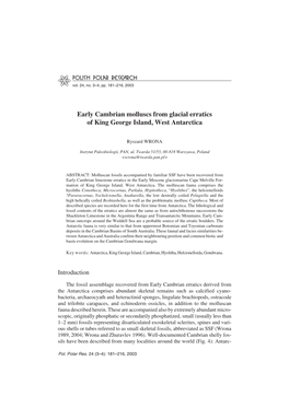 Early Cambrian Molluscs from Glacial Erratics of King George Island, West Antarctica