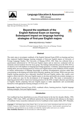 Washback Effect of the English National Exam in Vietnam