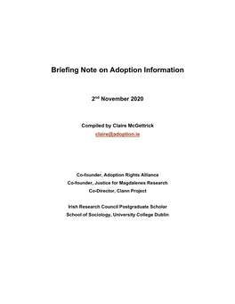 Briefing Note on Adoption Information