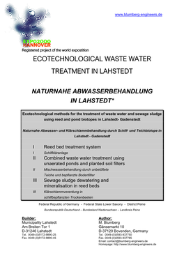 Constructed Wetlands for Treatment of Municipal Wastewater And