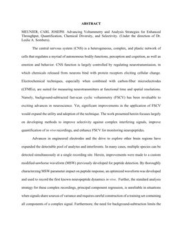 ABSTRACT MEUNIER, CARL JOSEPH. Advancing Voltammetry