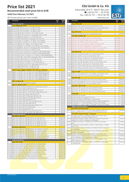 Price List 2021 ESU Gmbh & Co