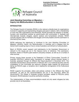 Joint Standing Committee on Migration – Inquiry Into Multiculturalism in Australia