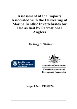 Assessment of the Impacts Associated with the Harvesting of Marine Benthic Invertebrates for Use As Bait by Recreational Anglers