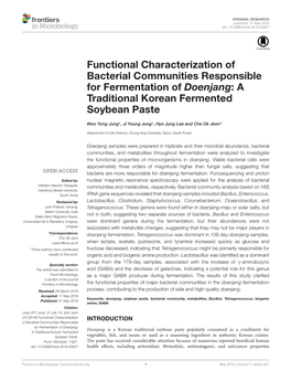 A Traditional Korean Fermented Soybean Paste