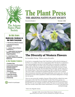 The Plant Press the ARIZONA NATIVE PLANT SOCIETY