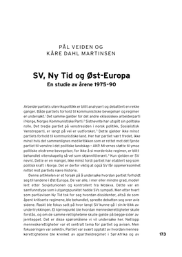 SV, Ny Tid Og Øst-Europa En Studie Av Årene 1975–90
