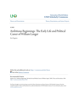 The Early Life and Political Career of William Langer