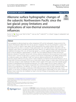 Alkenone Surface Hydrographic Changes of the Subarctic