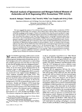 Physical Analysis of Spontaneous and Mutagen-Induced Mutants Of