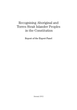 Recognising Aboriginal and Torres Strait Islander Peoples in the Constitution
