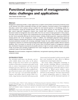 Functional Assignment of Metagenomic Data: Challenges and Applications Tuli Ka Pra Ka S H a N D to D D D