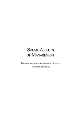 Social Aspects of Management: Personal Development, Cultural