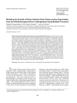 Modeling the Growth of Silver Hatchet Chela Chela Cachius (Cyprinidae