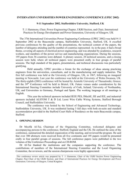 (UPEC 2002) 9-11 September 2002, Staffordshire University, Stafford, UK T