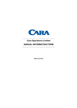 Cara Operations Limited ANNUAL INFORMATION FORM