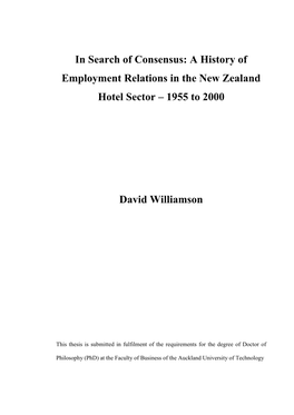 A History of Employment Relations in the New Zealand Hotel Sector – 1955 to 2000