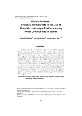Whose Feathers? Changes and Conflicts in the Use of Mountain Hawk-Eagle Feathers Among Rukai Communities in Taiwan