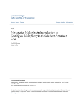 An Introduction to Zoological Multiplicity in the Modern American Zoo Emily D
