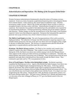 CHAPTER 24 Industrialization and Imperialism: the Making of The