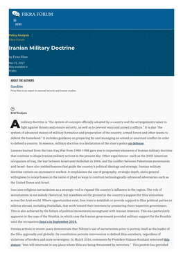 Iranian Military Doctrine | the Washington Institute
