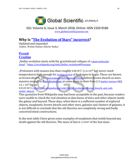 Why Is "The Evolution of Stars" Incorrect? Updated and Expanded Author, Weitter Duckss (Slavko Sedic)