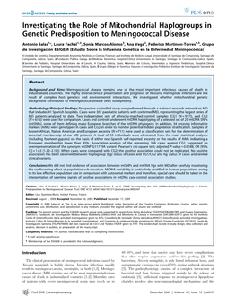 Investigating the Role of Mitochondrial Haplogroups in Genetic Predisposition to Meningococcal Disease