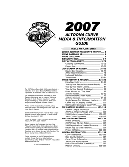 2007 Altoona Curve Media & Information Guide