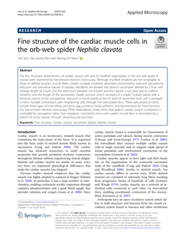 Fine Structure of the Cardiac Muscle Cells in the Orb-Web Spider Nephila Clavata Yan Sun, Hyo-Jeong Kim and Myung-Jin Moon*