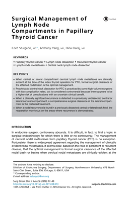 Surgical Management of Lymph Node Compartments in Papillary Thyroid Cancer