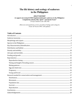 The Life History and Ecology of Seahorses in the Philippines