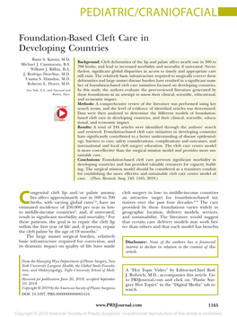Foundation-Based Cleft Care in Developing Countries