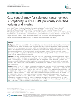 Case-Control Study for Colorectal Cancer Genetic