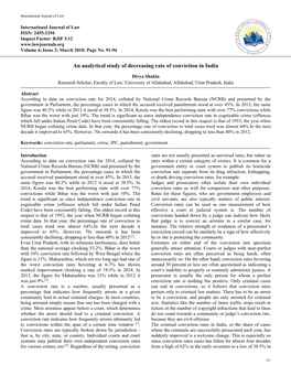 An Analytical Study of Decreasing Rate of Conviction in India