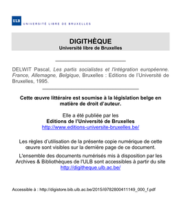 DIGITHÈQUE Université Libre De Bruxelles