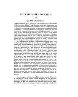 LEICESTERSHIRE LOLLARDS by JAMES CROMPTON'