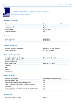 CC Chavanon Combrailles Et Volcans (Siren : 200071215)