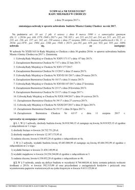 Uchwala Nr XXXII/212/2017 Z Dnia 29 Sierpnia 2017 R