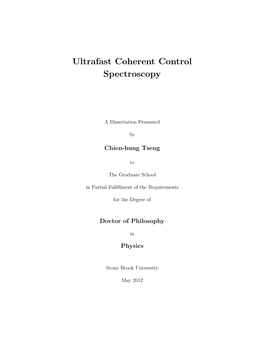 Ultrafast Coherent Control Spectroscopy