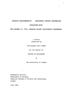 Geodetic Measuremenof Iorizontal Crustal Deformation