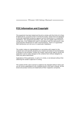 FCC Information and Copyright