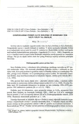 497.12 Sava Dolinka - Sava Bohinjka) = 863 UDC 911.3:556.53 (497.12 Sava Dolinka - Sava Bohinjka) = 20