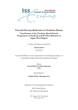 Towards Poverty Reduction in Northern Ghana: Contribution of the Northern Rural Growth Programme in Nadowli and Wa West Districts in Upper West Region