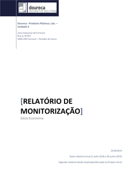 RELATÓRIO DE MONITORIZAÇÃO] Sócio Economia