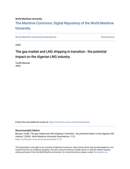 The Gas Market and LNG Shipping in Transition : the Potential Impact on the Algerian LNG Industry