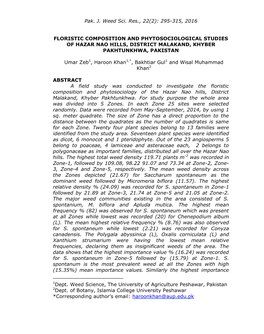 Evaluation of Herbicidal Potential of Culture Filtrates of Aspergilii Against