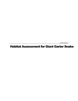 Habitat Assessment for Giant Garter Snake